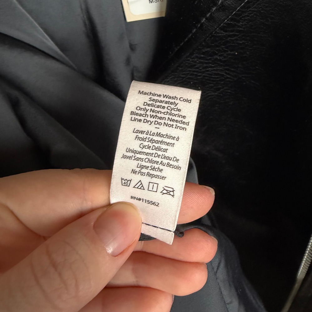 NWT Cinq‎ a Sept Brice Faux Leather Moto Jacket Small Black Belted Minimalist - Picture 14 of 16